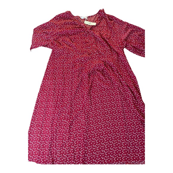Agnes Orinda Dress 3X Red Heart Print Ruffle V Neck Short Sleeve Casual‎ - Picture 1 of 7